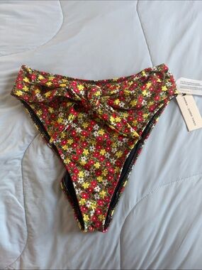 Montce x Jasmine Tookes Sienna Floral Paula Tie-Up Bikini Bottom Size Medium NWT